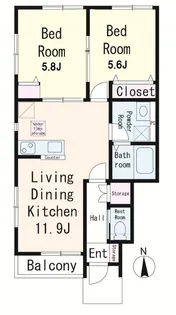 ポルトボヌール【1階】の間取り
