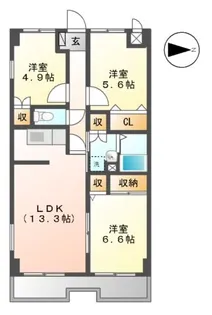 ブランシュ・ラピーヌ【6階】の間取り