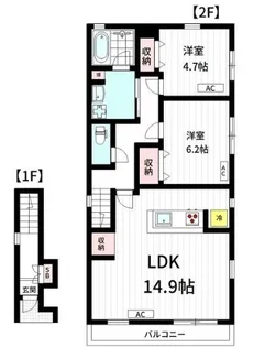 テラスハウススリーエス【2階】の間取り