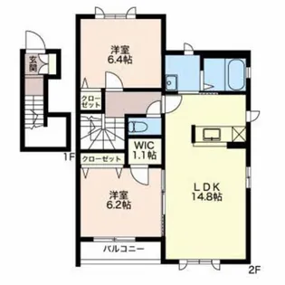 ガーデンシティ長倉【2階】の間取り