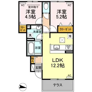 クレア【1階】の間取り
