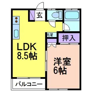 新鹿沼ロイヤルマンション【2階】の間取り