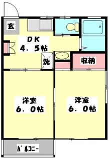 コーポアンソレイエ【2階】の間取り