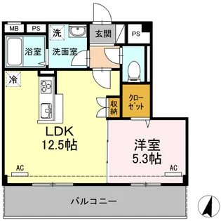 山梨県中巨摩郡昭和町西条【マンション】の間取り