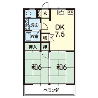 2DKの間取り画像