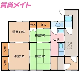 三重県松阪市大黒田町【一戸建】の間取り