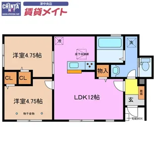 リーブルファイン津興2号棟【1階】の間取り