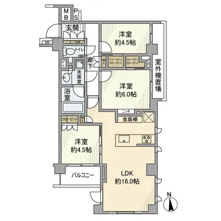 オープンレジデンシア鷹番【1階】の間取り
