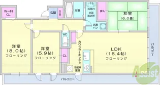 レジディアタワー仙台【9階】の間取り