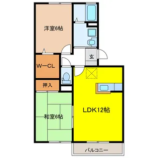 岐阜県大垣市禾森1【アパート】の間取り