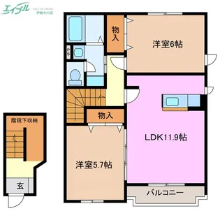 カーサ・エテルノ B棟【2階】の間取り