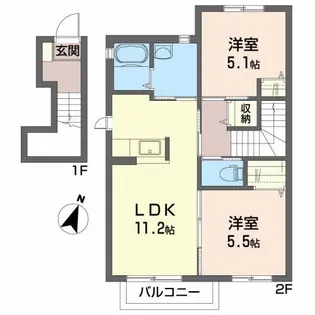 ベルメゾン桑野A【2階】の間取り