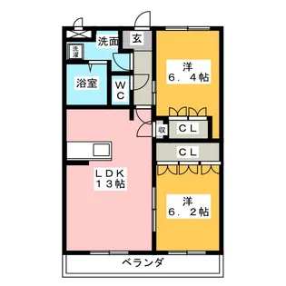 エバー・プレイス A【2階】の間取り