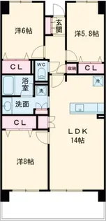 シティライフ花田【1階】の間取り