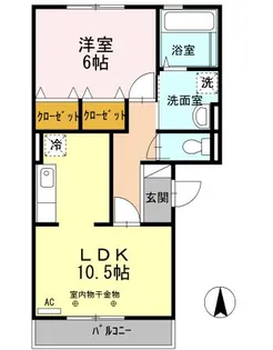 高知県香南市野市町西野【アパート】の間取り