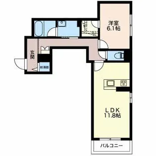 レフィアント高木【1階】の間取り