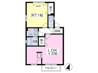 ウッドベルA&B B棟【1階】の間取り