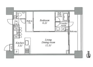 レジディア芝浦KAIGAN【6階】の間取り