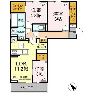 ラ・トゥール山城西 B棟【1階】の間取り