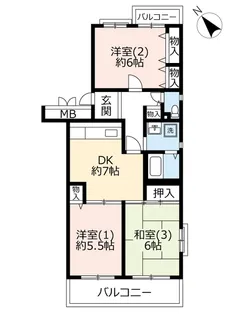 UR湘南ライフタウンパークサイド駒寄【5階】の間取り