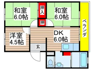 稲毛ハイツA棟【4階】の間取り