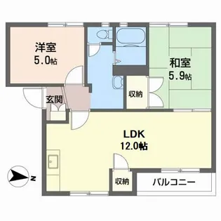 リバーサイドII A棟【2階】の間取り