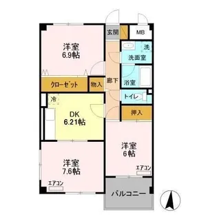 カーサヴィオレッタ A【2階】の間取り