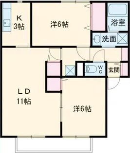 サンビレッジ八本松南E【1階】の間取り