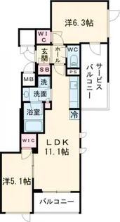 パークアクシス北千束MOCXION【3階】の間取り