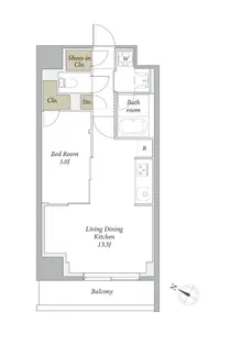 プライムメゾン用賀砧公園【1階】の間取り