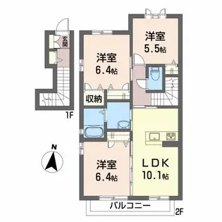 シャーメゾン万々II【2階】の間取り