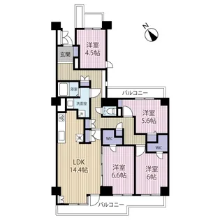 稲毛スカイマンションA棟【9階】の間取り
