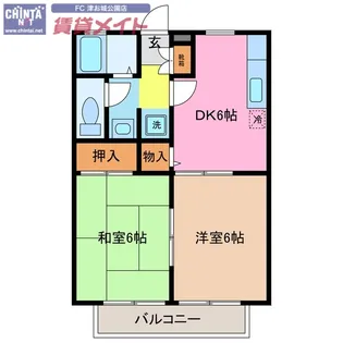 South Court Twin B棟【2階】の間取り