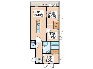 ブルーリーフあざみ野【1階】の間取り