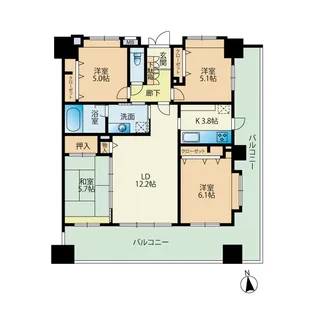 アクロス箱崎ブライトガーデン 507【5階】の間取り