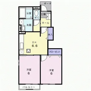 ピオ-ネB【1階】の間取り