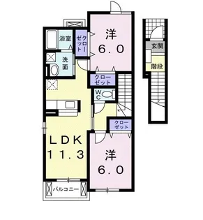 グリーンヒルズ旭D【2階】の間取り