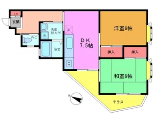 Kコーポ大橋【1階】の間取り