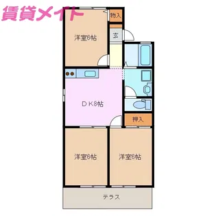 プリシェール華【1階】の間取り