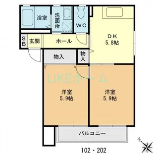 ローズハイム船橋宮本【2階】の間取り