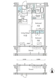 グランドゥールプレミアム代々木大山【1階】の間取り