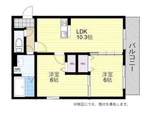 2LDKの間取り画像