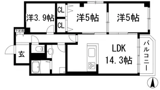 チェリーデ宝塚【4階】の間取り