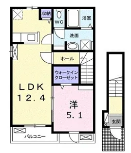 広島県広島市安佐北区口田南1【アパート】の間取り