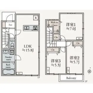 埼玉県越谷市七左町1【一戸建】の間取り