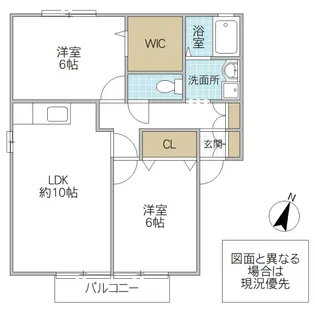 ウイングSASANO A棟【2階】の間取り