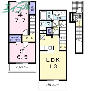 シャトーブリエI【2階】の間取り