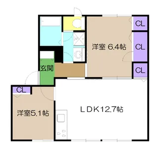 クレセントガーデン D棟【1階】の間取り