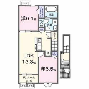 ヒルズ長久 C【2階】の間取り