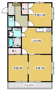 ハイツプラシッド【3階】の間取り